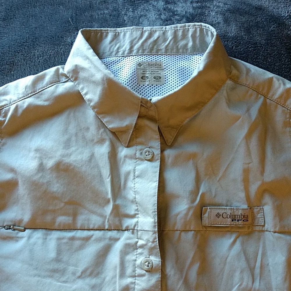 Columbia PFG Tan XL Long-Sleeve Button Shirt